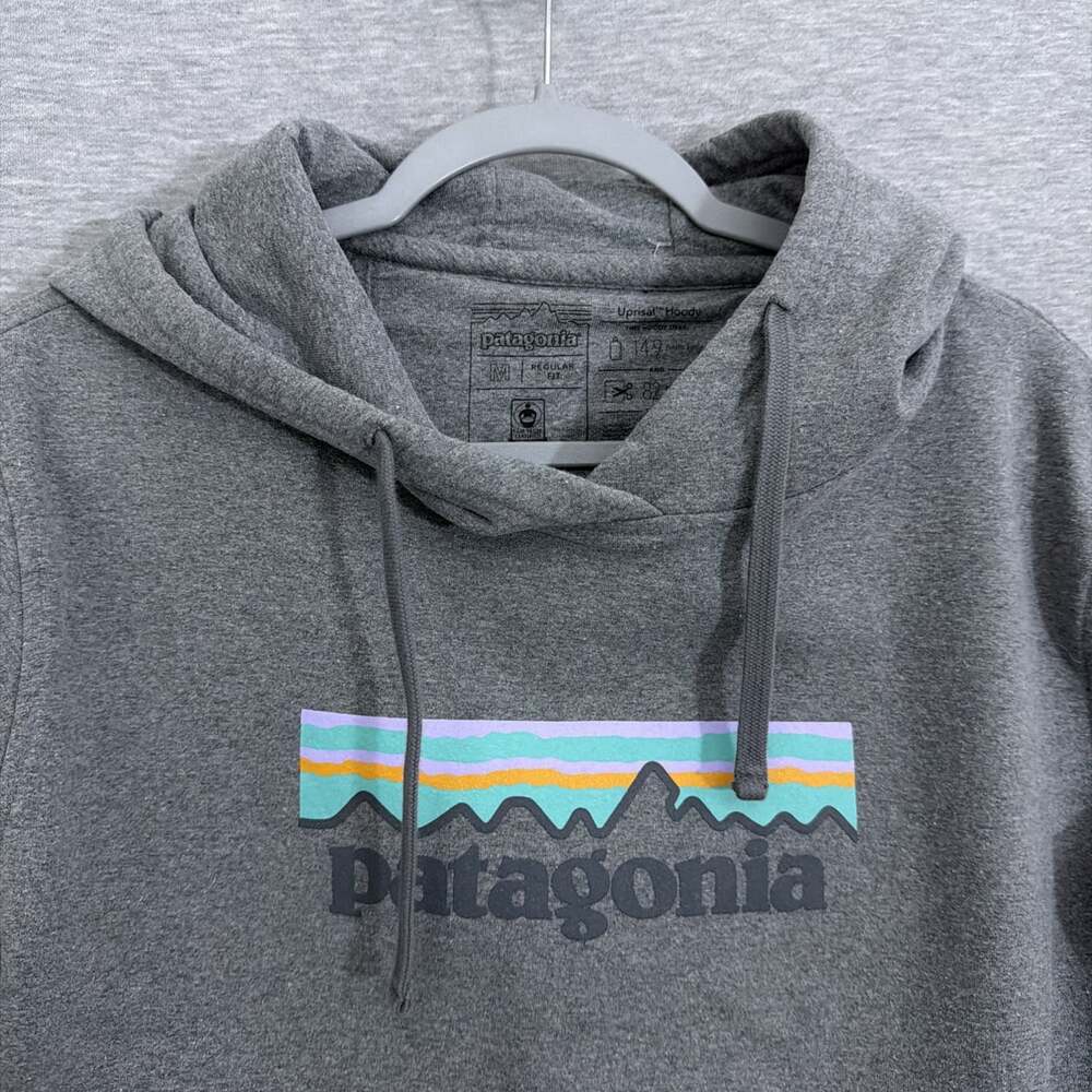 Patagonia Womens Size US Medium Gray Uprisal Graphic Logo Hoodie Sweatshirt